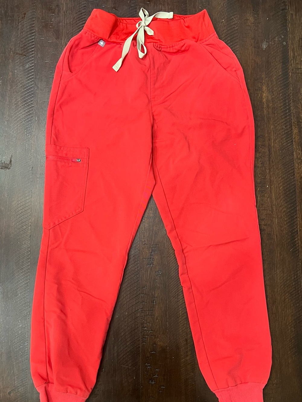 Figs Women’s Neon Red Zamora High Waisted Jogger Scrub Pants